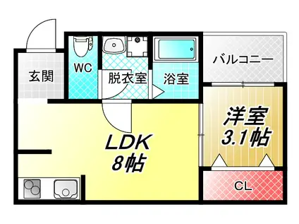 FSTYLE大蓮北1号館(1LDK/2階)の間取り写真