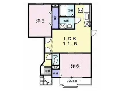 ソレイユ.NA(2LDK/1階)の間取り写真