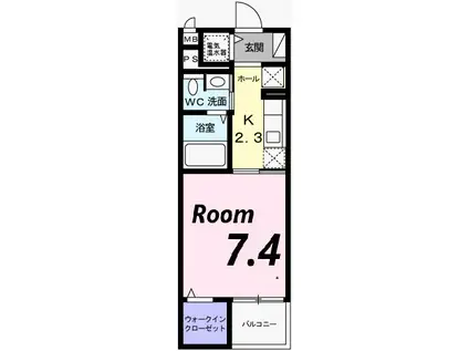 ジュエル(1K/2階)の間取り写真