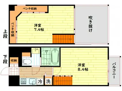 リセス大阪イースト(1LDK/2階)の間取り写真