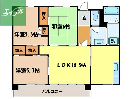 リベルラ(3LDK/4階)の間取り写真