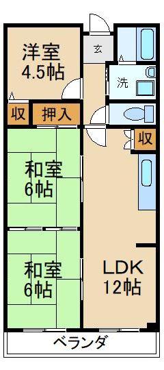 コーポヒルトップ(3LDK/2階)の間取り写真