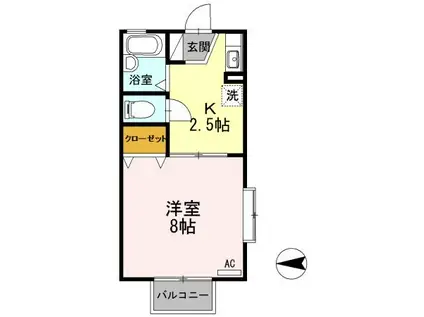 タウンコート参番館(1K/2階)の間取り写真