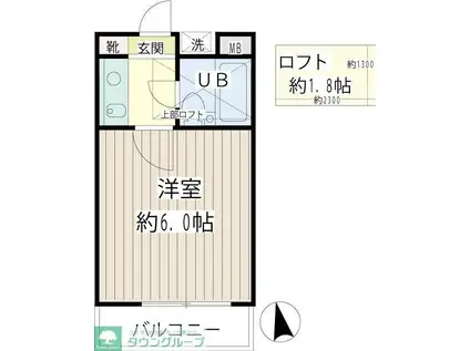 尻手ハイデンス(ワンルーム/1階)の間取り写真