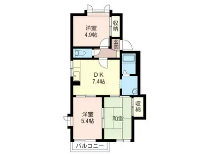 椎ノ木ハイツI(3DK/2階)の間取り写真