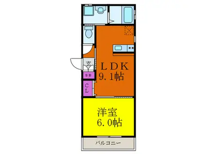 クレインコート(ワンルーム/1階)の間取り写真