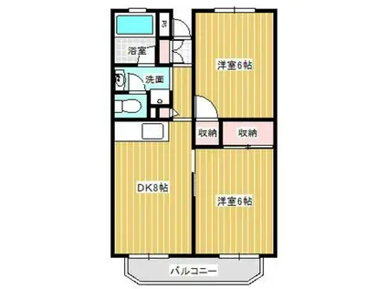 グリーンコーポ金田5号棟(2DK/1階)の間取り写真