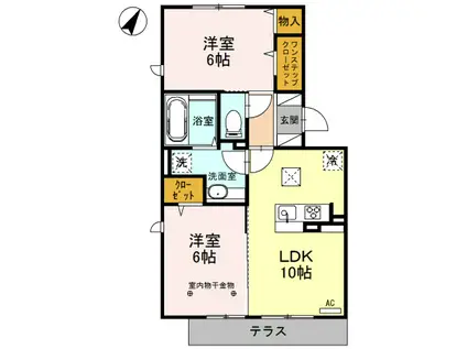 ロイジェントパークス レイクタウンN(2LDK/1階)の間取り写真