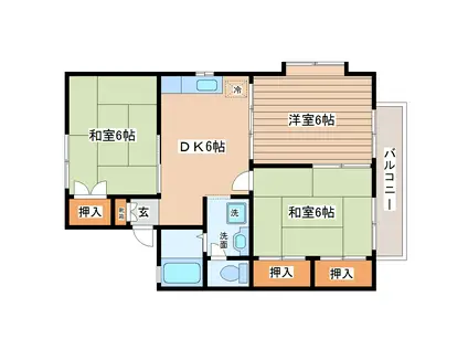 セジュール・S・COURT(3DK/2階)の間取り写真