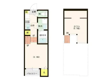 グレースビュー香椎(1K/1階)の間取り写真