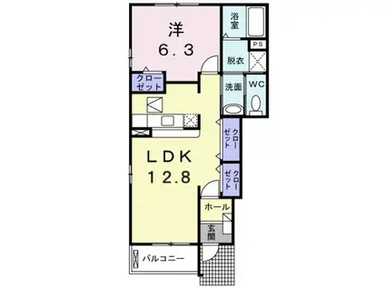 グレイス・ヴィラA(1LDK/1階)の間取り写真