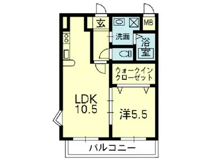 アーバンフォレストビル(1LDK/2階)の間取り写真
