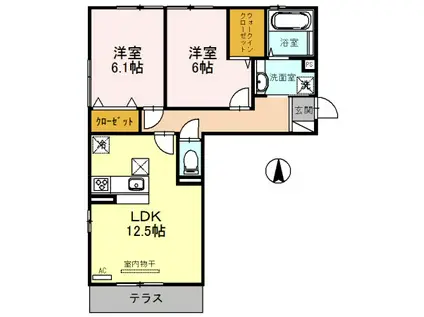 CASA RAFFINE 瀬田(2LDK/2階)の間取り写真