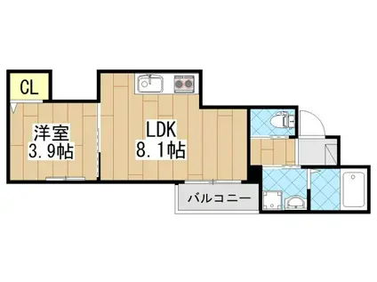 MUSE ZIO III(1LDK/3階)の間取り写真