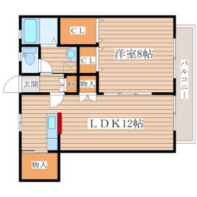 アヴァンセ栗生(1LDK/1階)の間取り写真