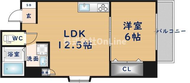 マンション彩景(1LDK/2階)の間取り写真