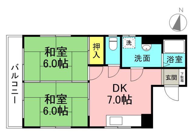 藤井ビル(2DK/2階)の間取り写真