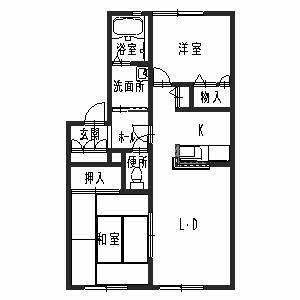 ディアス宮脇(2LDK/1階)の間取り写真