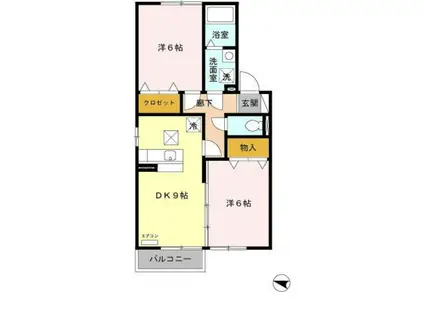 グラニーズガーデンA棟(2DK/1階)の間取り写真