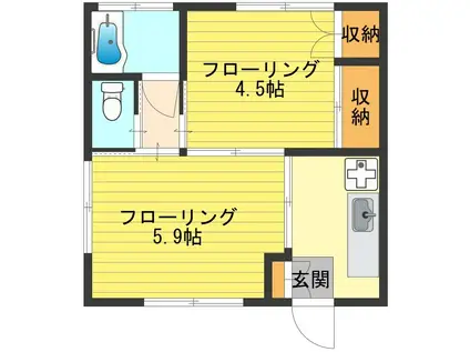 清風荘(2K/2階)の間取り写真