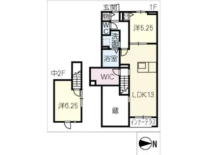 地下鉄名城線 黒川駅(愛知) 徒歩10分 2階建 新築(2LDK/1階)の間取り写真