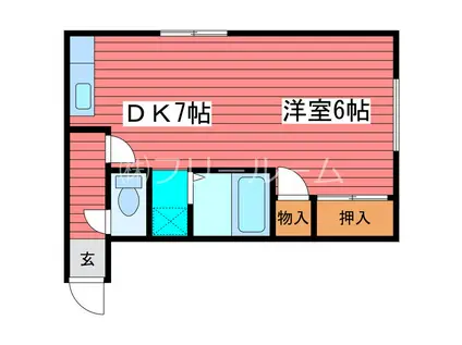 ウエストヒル21(1DK/2階)の間取り写真
