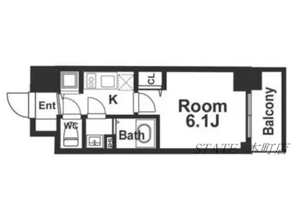 メインステージ京町堀(1K/7階)の間取り写真