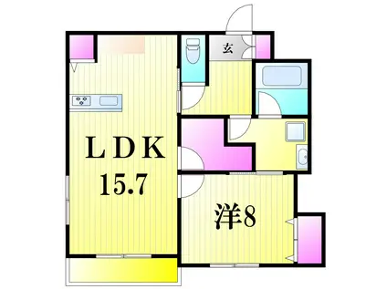 ラ・フェリーチェ(1LDK/1階)の間取り写真