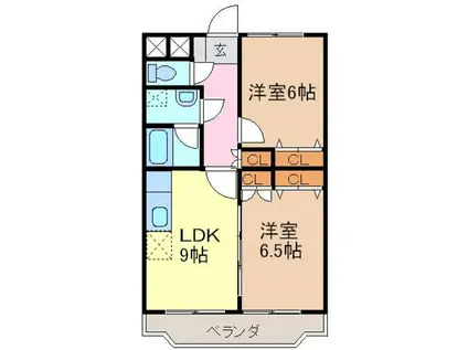 カレッタふじ(2LDK/2階)の間取り写真