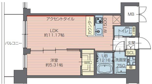 プレジオ川口ASIAN(1LDK/3階)の間取り写真