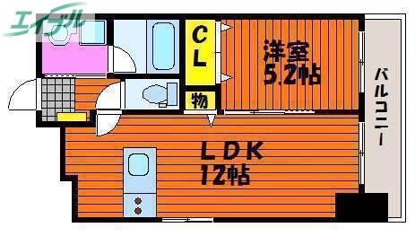 FRIEND COURT 岡山医大東(1LDK/6階)の間取り写真