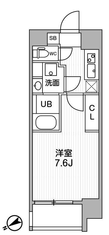 シーズンフラッツ浅草橋(1K/3階)の間取り写真