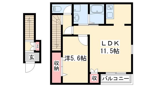 メゾン村川III(1LDK/2階)の間取り写真
