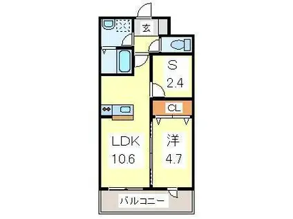 グランシルク(1SLDK/1階)の間取り写真
