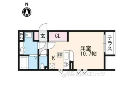 京しみず(ワンルーム/1階)の間取り写真