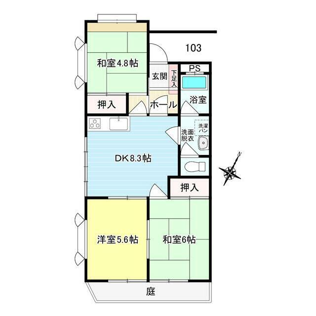 セントラルハイツ東川口(3DK/1階)の間取り写真