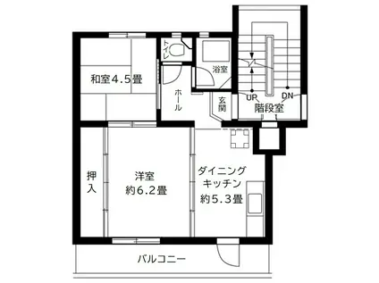 JR相模線 南橋本駅 徒歩16分 5階建 築55年(1LDK/4階)の間取り写真