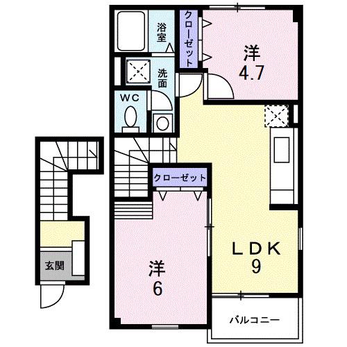シャルマンYASURO(2LDK/2階)の間取り写真