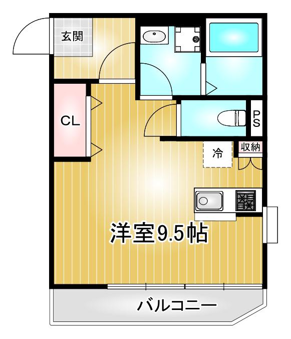 錦コーポラス(ワンルーム/2階)の間取り写真