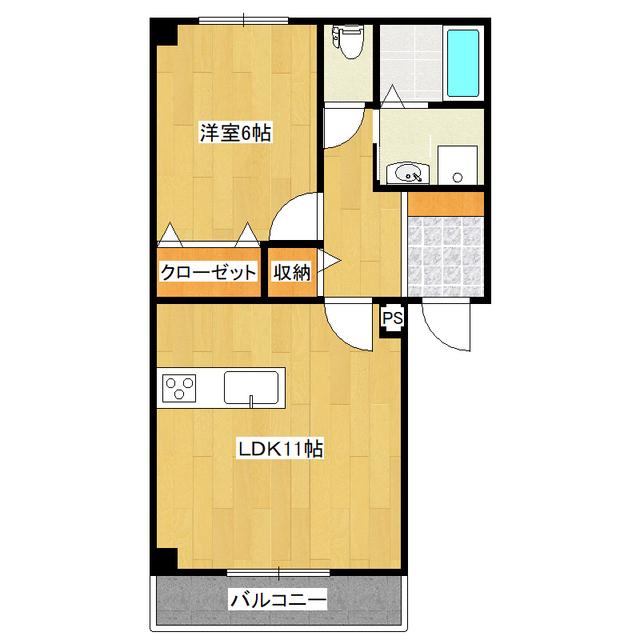 LUCKY FLAT(1LDK/3階)の間取り写真