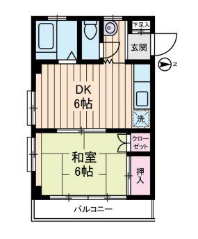 Zマンション(1DK/4階)の間取り写真