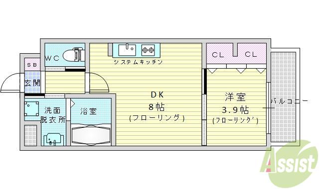 レジディア千里藤白台(1DK/5階)の間取り写真