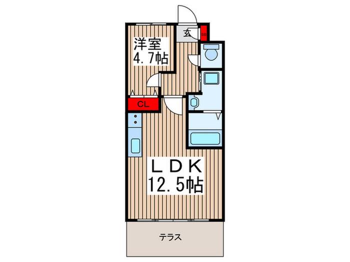 ラ・パラドール中山(1LDK/1階)の間取り写真