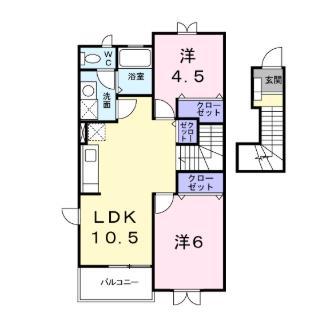 カーサ柿境(2LDK/2階)の間取り写真