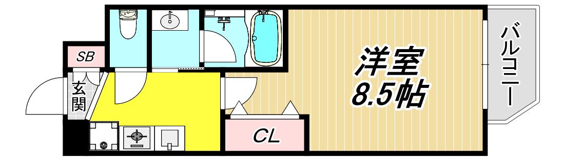 クレセールONE(1K/2階)の間取り写真