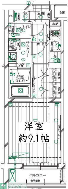 レガリス明大前(1K/2階)の間取り写真