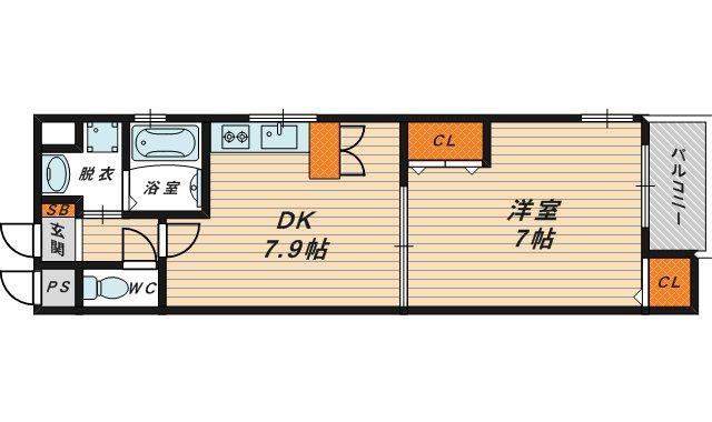 カサデラフェリシダ(1DK/2階)の間取り写真