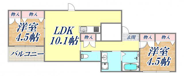 グランエール(2LDK/3階)の間取り写真