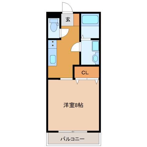 ディアコーポ大保(1K/3階)の間取り写真