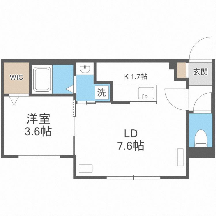ALTA MAREA 月寒中央(1LDK/1階)の間取り写真